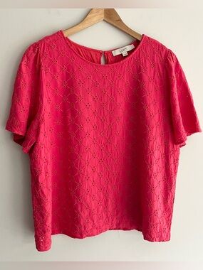 LOFT Women's Eyelet Pink Top size XXL